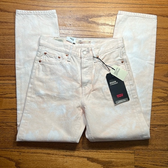 Levi Pink Cotton Y2K High Rise Wedgie Straight Essential Jeans A32 - Picture 1 of 5